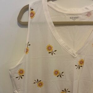 Old Navy Women's White Sunflower Tank Top